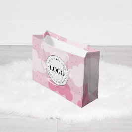 Roze wolken gestippelde kinderwinkel merk voeg aan groot cadeauzakje
