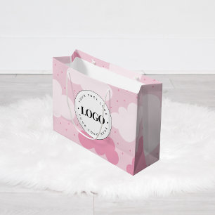 Roze wolken gestippelde kinderwinkel merk voeg aan groot cadeauzakje