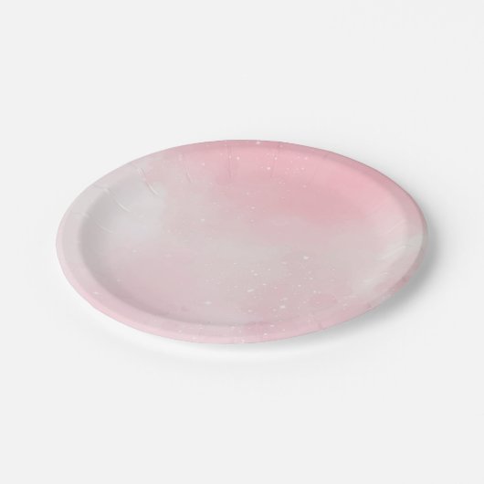 Roze Wolken Glitter Papieren Bordje (Gekanteld)