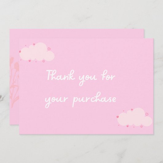 Roze Wolken Hart Bedankt kaart Small Business (Voorkant / Achterkant)