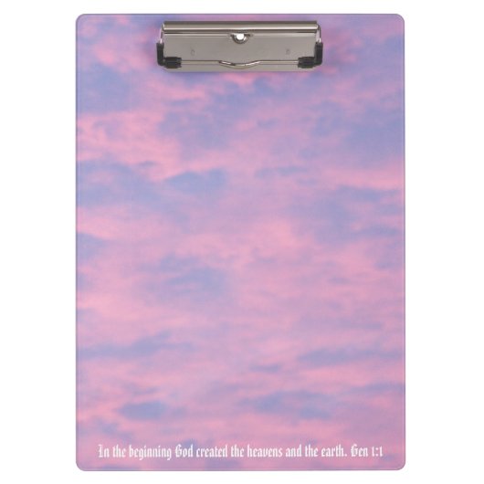 Roze wolken in de hemel Bijbelvers Klembord (Voorkant)