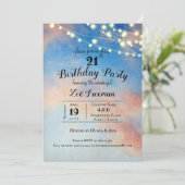 Roze wolken in Sky | Blauw 21ste verjaardag Kaart (Staand voorkant)