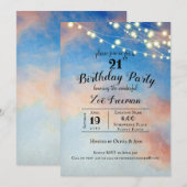 Roze wolken in Sky | Blauw 21ste verjaardag Kaart (Voorkant / Achterkant)