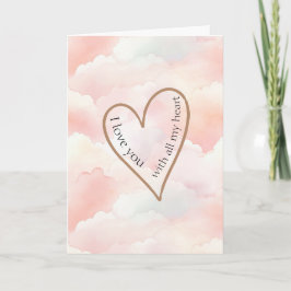 Roze Wolken Liefdeshart Kaart