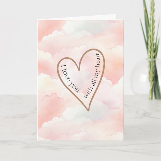 Roze Wolken Liefdeshart Kaart (Voorkant)