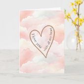 Roze Wolken Liefdeshart Kaart (Gele Bloem)