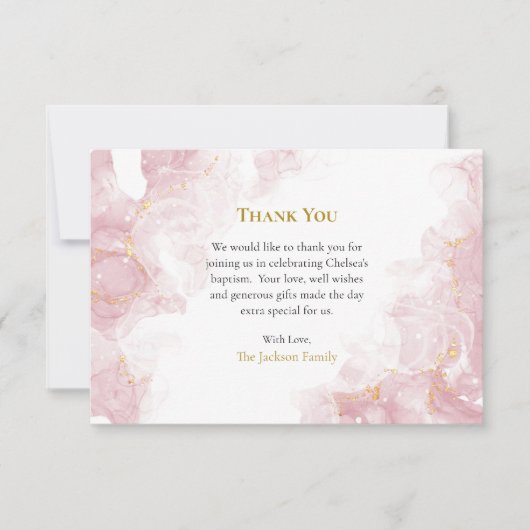 Roze wolken Orthodoxe doop Bedankkaart (Voorkant)