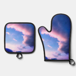 Roze wolken ovenwant & pannenlap set