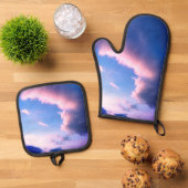 Roze wolken ovenwant & pannenlap set (Top down)