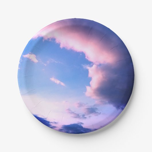 Roze wolken papieren bordje (Voorkant)