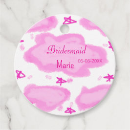 Roze Wolken Pastel Sterren Bruidsmeisje Girly Mode Bedankjes Labels