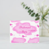 Roze Wolken Pastel Sterren Bruidsmeisje Girly Mode Briefkaart (Staand voorkant)