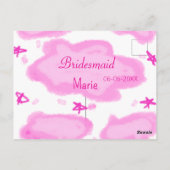 Roze Wolken Pastel Sterren Bruidsmeisje Girly Mode Briefkaart (Achterkant)
