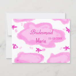 Roze Wolken Pastel Sterren Bruidsmeisje Girly Mode Briefkaart