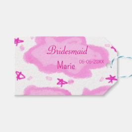 Roze Wolken Pastel Sterren Bruidsmeisje Girly Mode Cadeaulabel