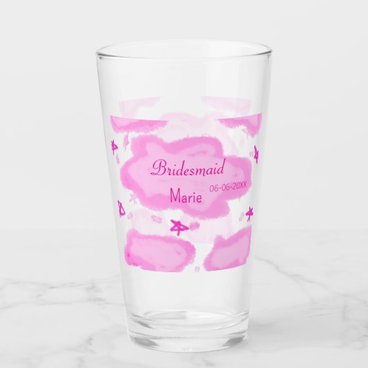 Roze Wolken Pastel Sterren Bruidsmeisje Girly Mode Glas (Voorkant)