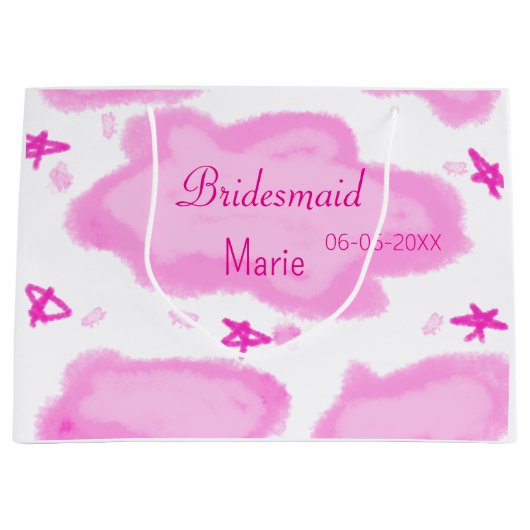Roze Wolken Pastel Sterren Bruidsmeisje Girly Mode Groot Cadeauzakje (Voorkant)