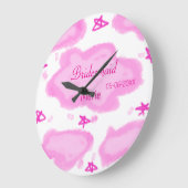 Roze Wolken Pastel Sterren Bruidsmeisje Girly Mode Grote Klok (Hoek)