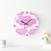 Roze Wolken Pastel Sterren Bruidsmeisje Girly Mode Grote Klok (Huis)