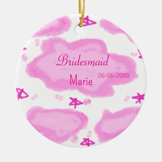Roze Wolken Pastel Sterren Bruidsmeisje Girly Mode Keramisch Ornament (Voorkant)