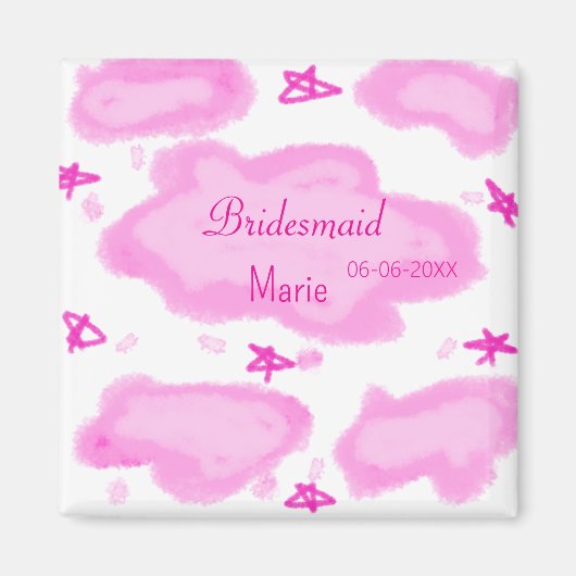 Roze Wolken Pastel Sterren Bruidsmeisje Girly Mode Magneet (Voorkant)