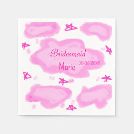 Roze Wolken Pastel Sterren Bruidsmeisje Girly Mode Servet