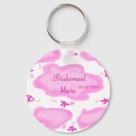 Roze Wolken Pastel Sterren Bruidsmeisje Girly Mode Sleutelhanger