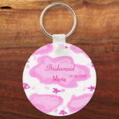 Roze Wolken Pastel Sterren Bruidsmeisje Girly Mode Sleutelhanger (Achterkant)