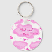 Roze Wolken Pastel Sterren Bruidsmeisje Girly Mode Sleutelhanger (Achterkant)