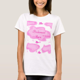 Roze Wolken Pastel Sterren Bruidsmeisje Girly Mode T-shirt