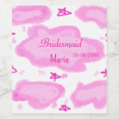Roze Wolken Pastel Sterren Bruidsmeisje Girly Mode Wijn Etiket (Enkel label)