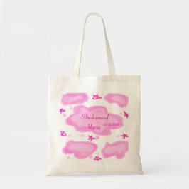 roze wolken pastel sterren bruidsmeisje meisjesach tote bag