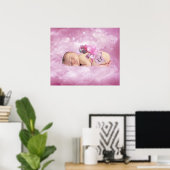 Roze wolken poster voor babyslaapkamers (Thuiskantoor)