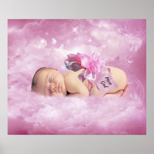 Roze wolken poster voor babyslaapkamers (Voorkant)