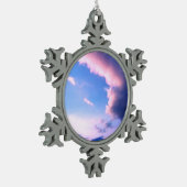 Roze wolken tin sneeuwvlok ornament (Links)