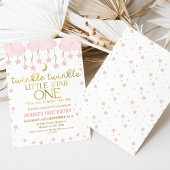 Roze Wolken Twinkle Twinkle Star 1e verjaardag Kaart