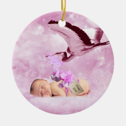 Roze wolken voor baby's en kerstmis keramisch ornament (Voorkant)