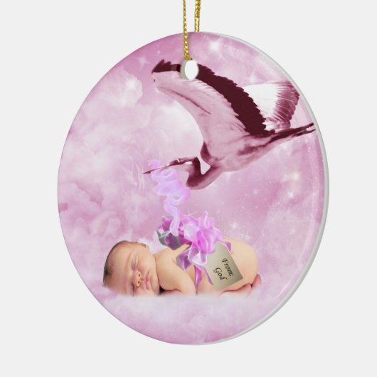 Roze wolken voor baby's en kerstmis keramisch ornament (Links)