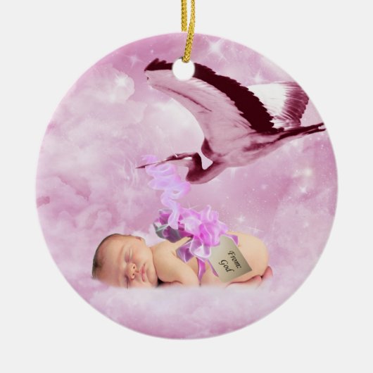 Roze wolken voor baby's en kerstversiering voor oo keramisch ornament (Voorkant)
