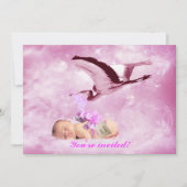 Roze wolken voor baby's en uitnodiging voor het do (Voorkant)
