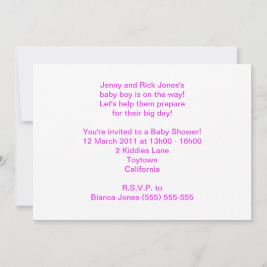 Roze wolken voor baby's en uitnodiging voor het do (Achterkant)