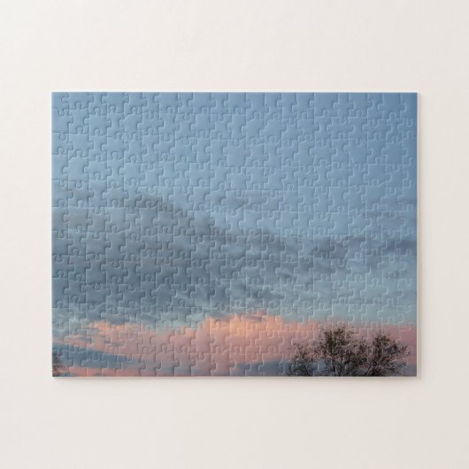 Roze wolken zonsondergang legpuzzel (Horizontaal)