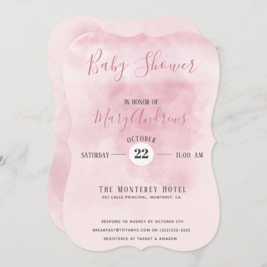Roze wolkenBaby shower Kaart (Voorkant / Achterkant)