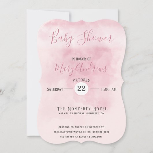 Roze wolkenBaby shower Kaart (Voorkant)