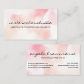 Roze wolkenkunst Abstracte penseelWaterverf schild Visitekaartje (Voorkant / Achterkant)