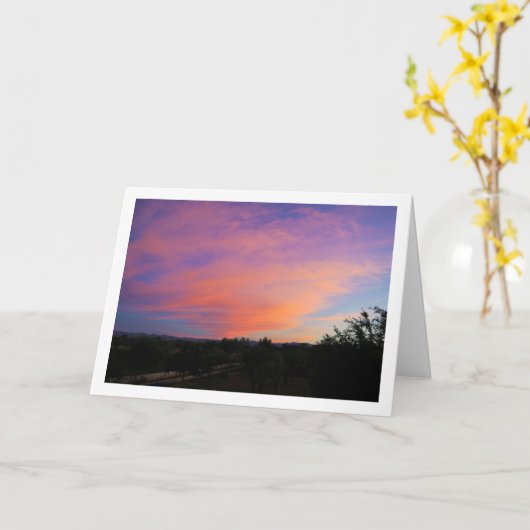 Roze wolkenlandschap kaart (Gele Bloem)