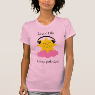 Roze wolkenzonde met hoofdtelefoon T-shirt