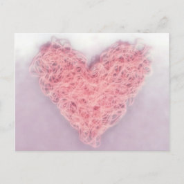 Roze wollen wol katting Love Heart Briefkaart