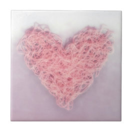 Roze wollen wollen brei- liefdeskeramische Tegel Tegeltje
