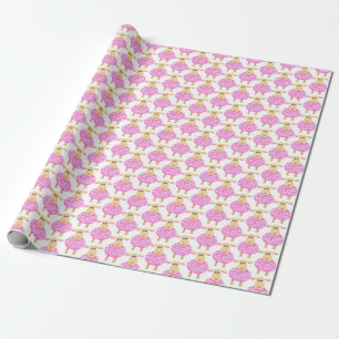 Roze wollig lamsvlees baby giftwrap cadeaupapier